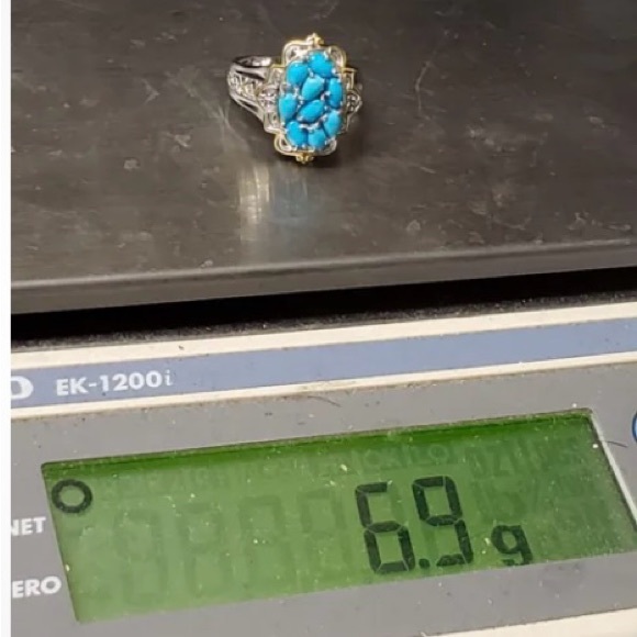 Michael Valitutti Sterling and Gold Sleeping Beauty Turquoise Ring